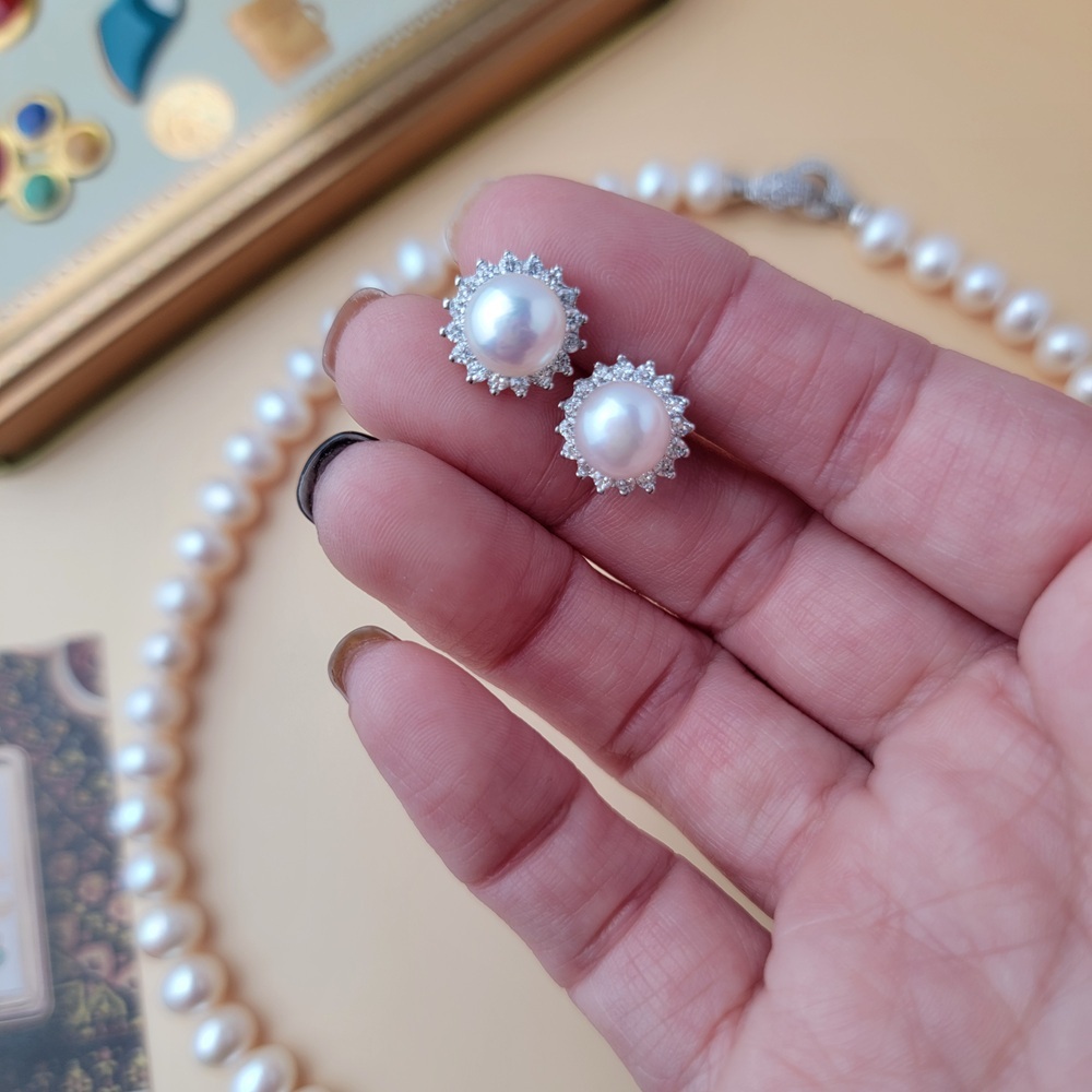 【me.luxe】SV珍珠鋯石項鍊耳環套組