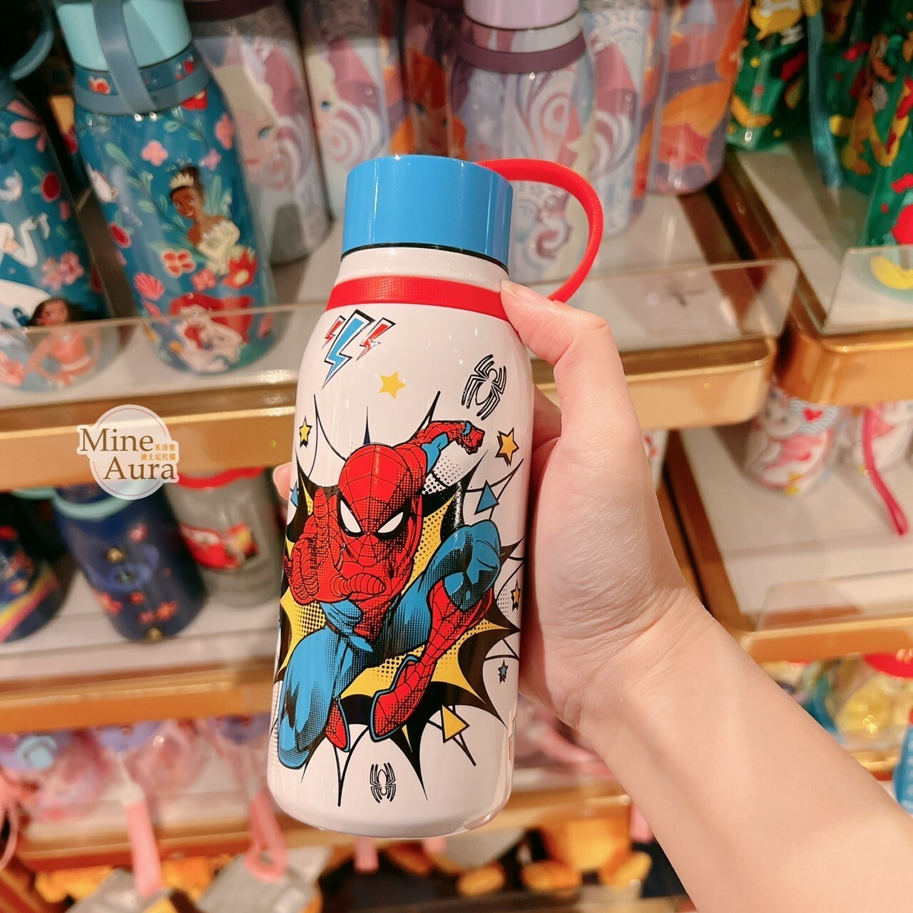 蜘蛛人 Spider-Man 圖案 藍色蓋 白色底 手提 水壺 漫威 Marvel -香港迪士尼樂園
