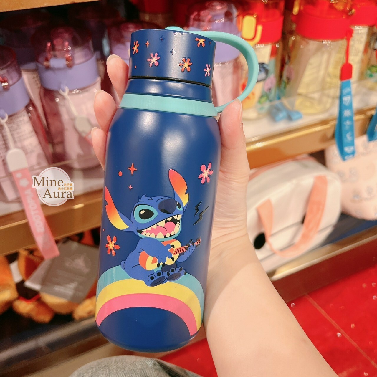 史迪奇 Stitch 圖案 藍色底 手提 水壺 星際寶貝 Lilo & Stitch -香港迪士尼樂園