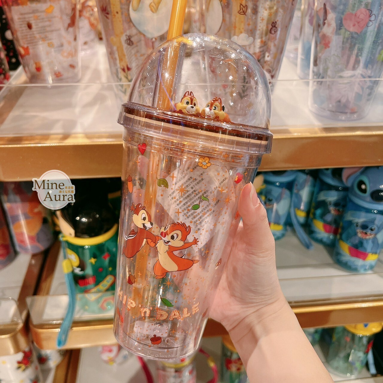 奇奇蒂蒂 Chip 'n Dale 立體公仔造型 圖案 吸管 水杯 -香港迪士尼樂園