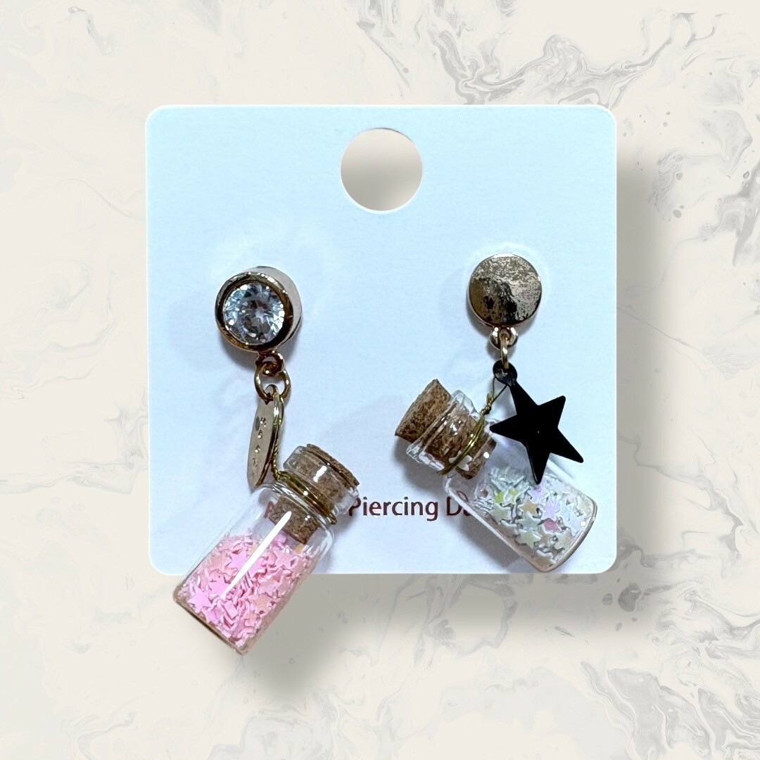 合金-不對稱 垂吊星星亮片許願瓶