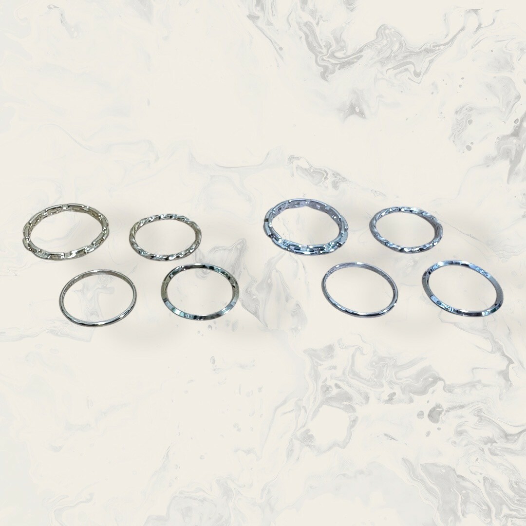 韓版戒指 - 簡約線條 4件組 2色