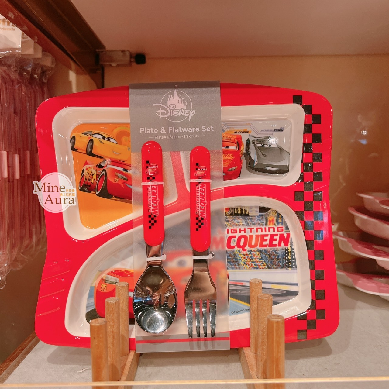 閃電麥坤 Lightning McQueen 分隔餐盤 湯匙 叉子 餐具 組 汽車總動員 Cars -香港迪士尼樂園