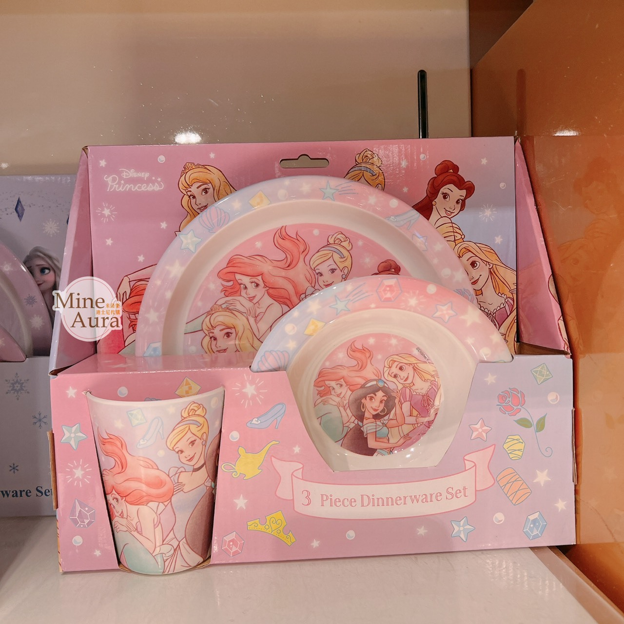 公主系列 Princess Line 公主集合 圖案 餐盤+碗+水杯 三件組 餐具 -香港迪士尼樂園