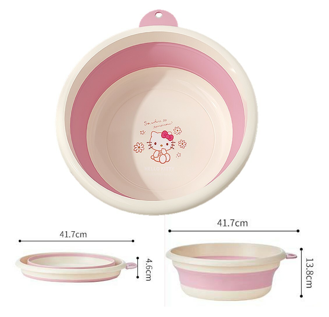 Hello Kitty Sanrio| 【可折疊】臉盆 | 洗菜盆 水盆-泡腳盆-L SIZE