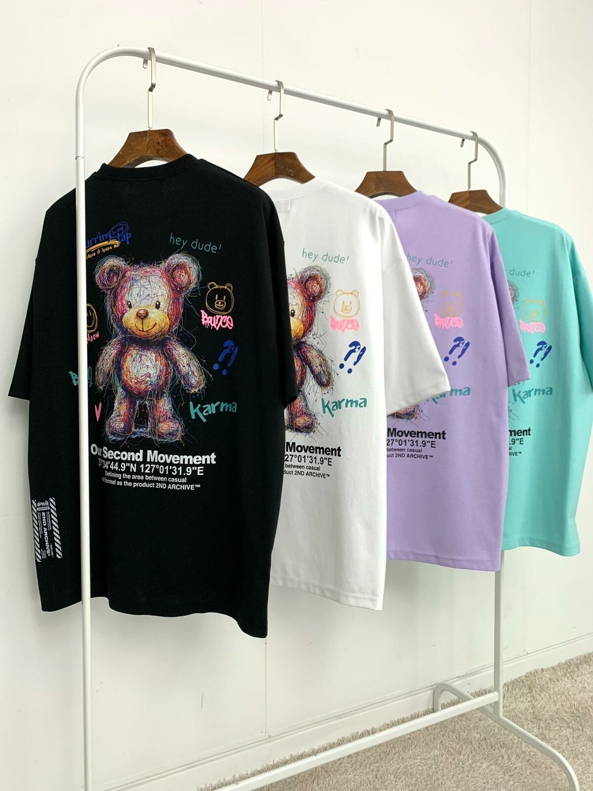 熊仔圖案英文字短袖Tee 2nd-229T