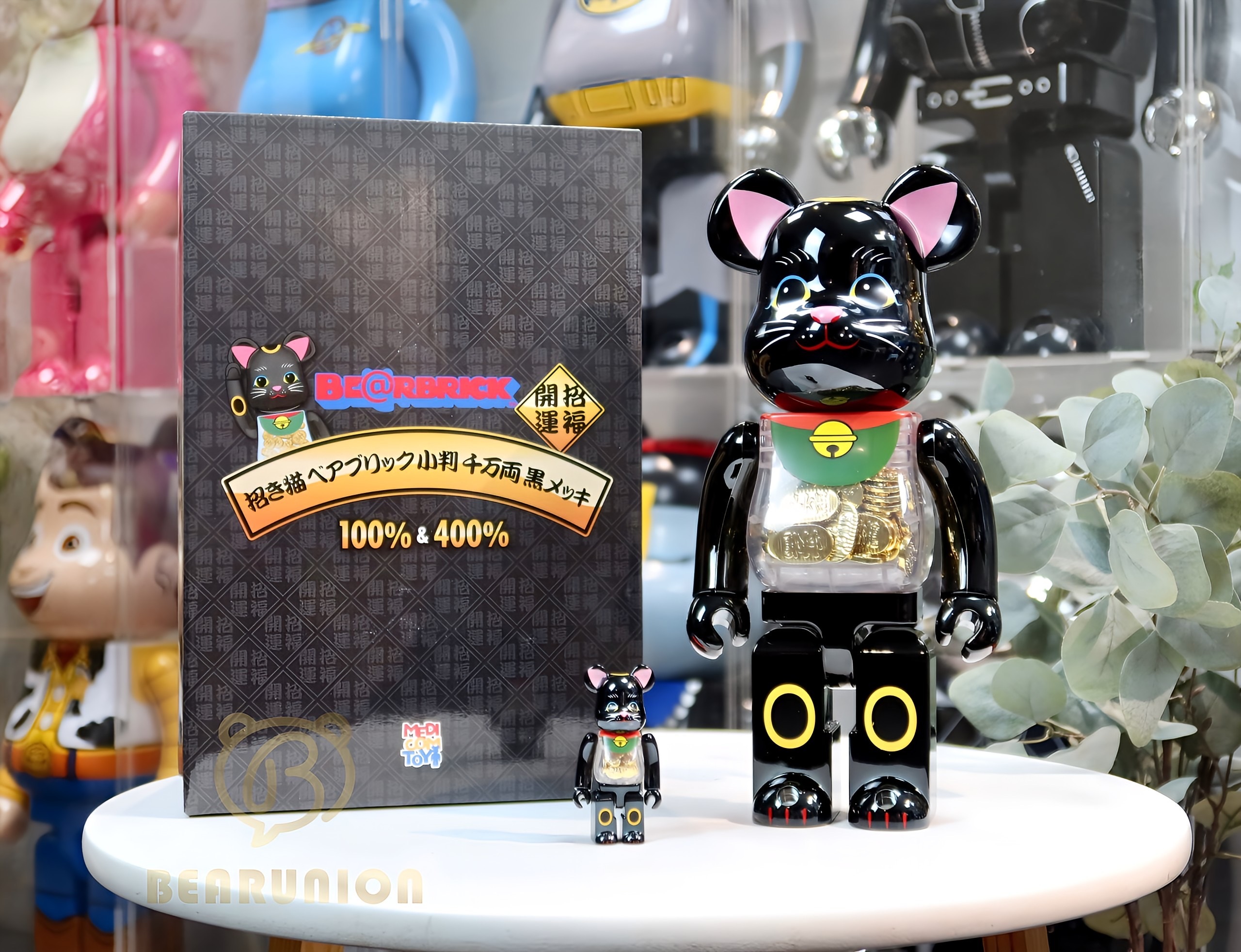 🥇現貨🥇Bearbrick 400% 100% 招き猫小判千万両黒メッキ