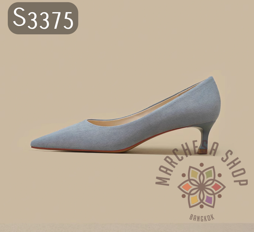 S3375 - 羊猄皮簡約純色尖頭高踭鞋