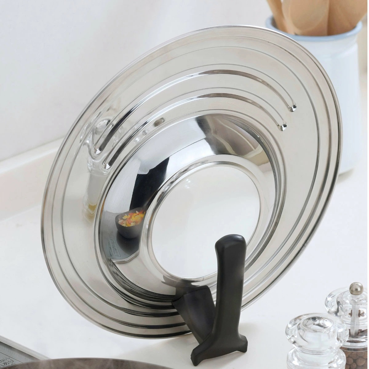 《下村企販》日本製可立式強化玻璃鍋蓋(適用直徑18~26cm鍋具)