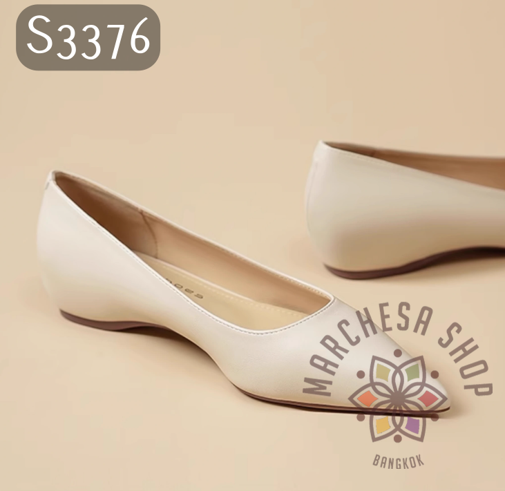 S3376 - 羊皮簡約純色尖頭小船踭鞋