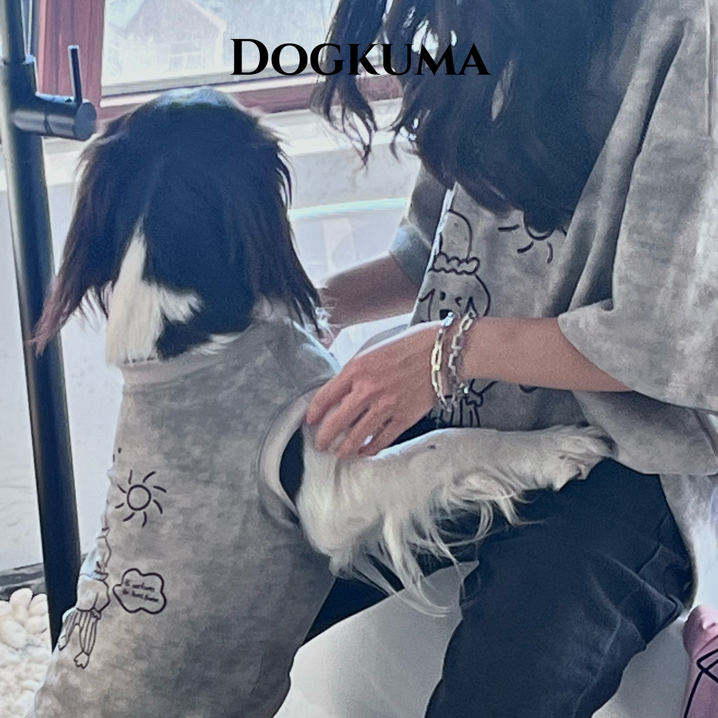 DOGKUMA - 塗鴉寵物親子裝T恤 - 霧霾灰（家長款）