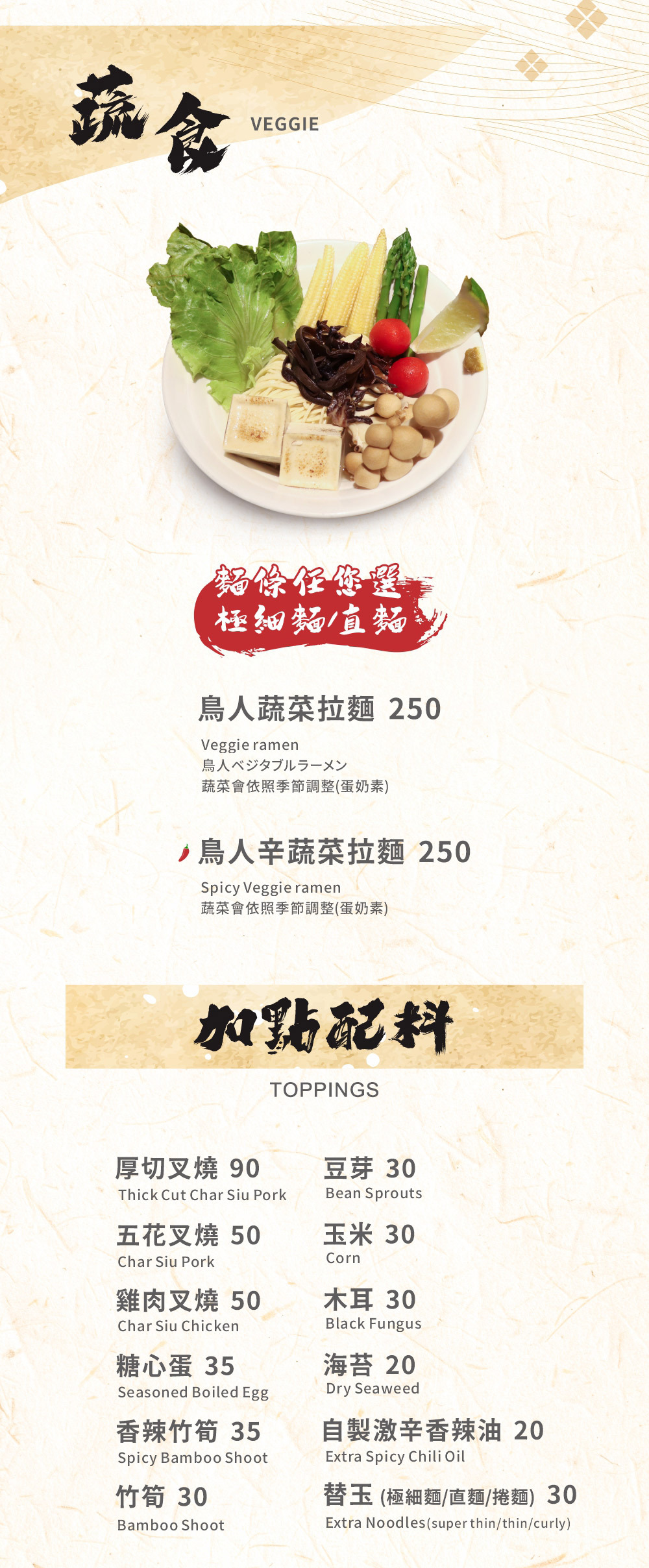 鳥人拉麵中山店菜單