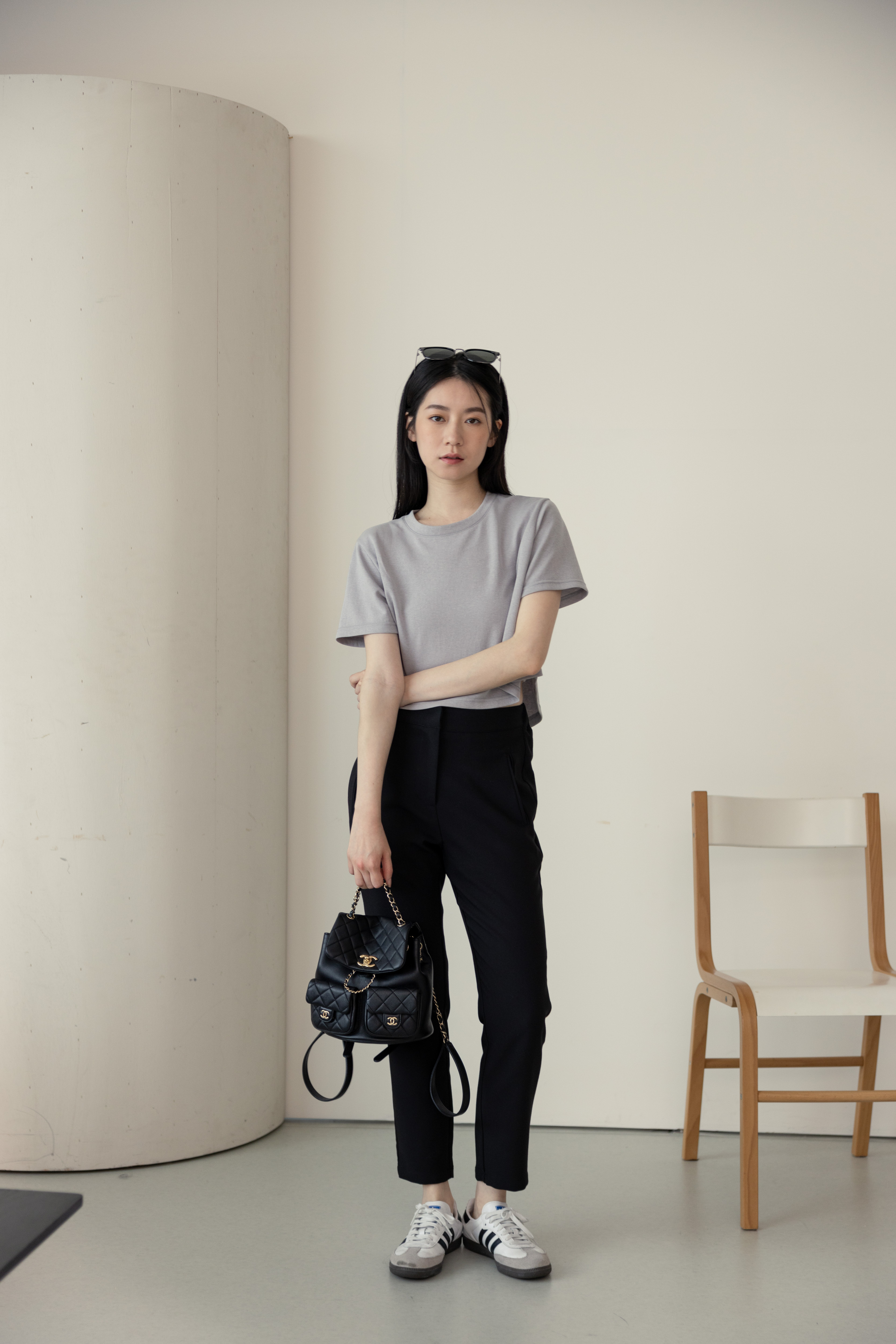 打摺顯瘦西裝褲-黑