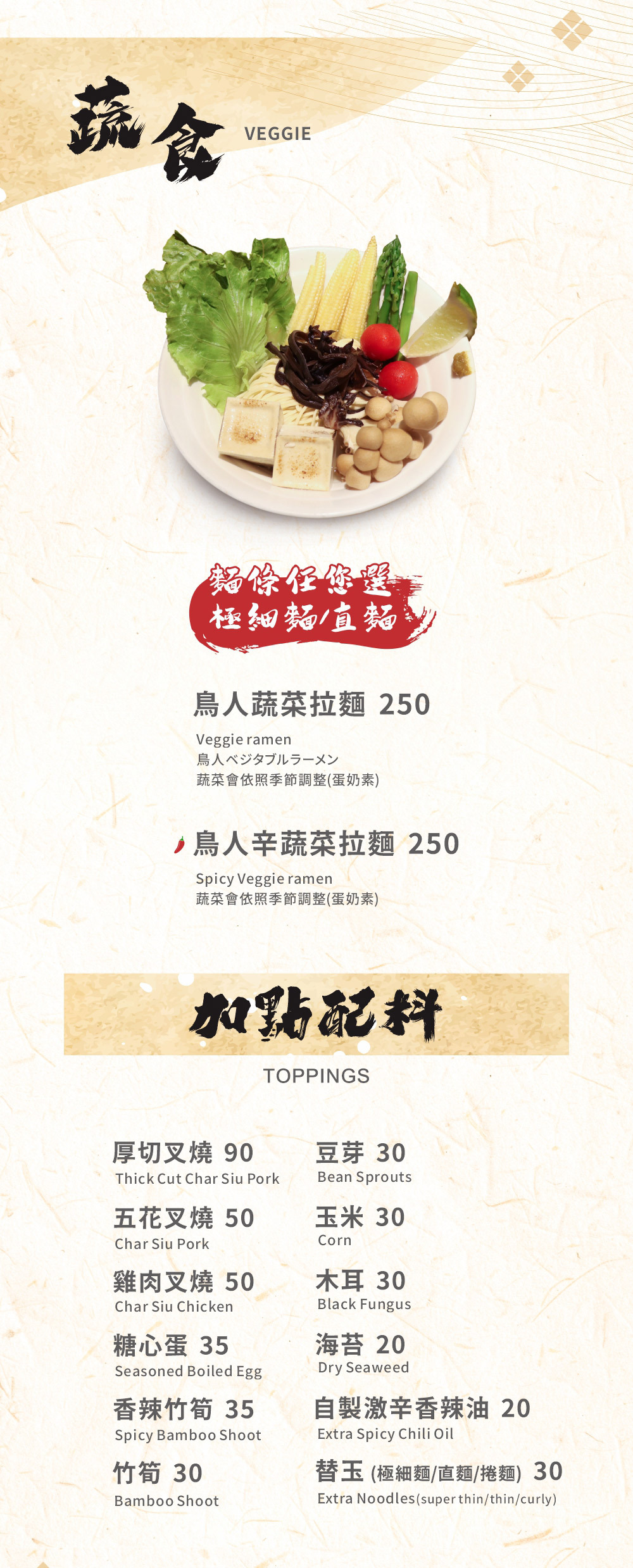 鳥人拉麵中山店菜單
