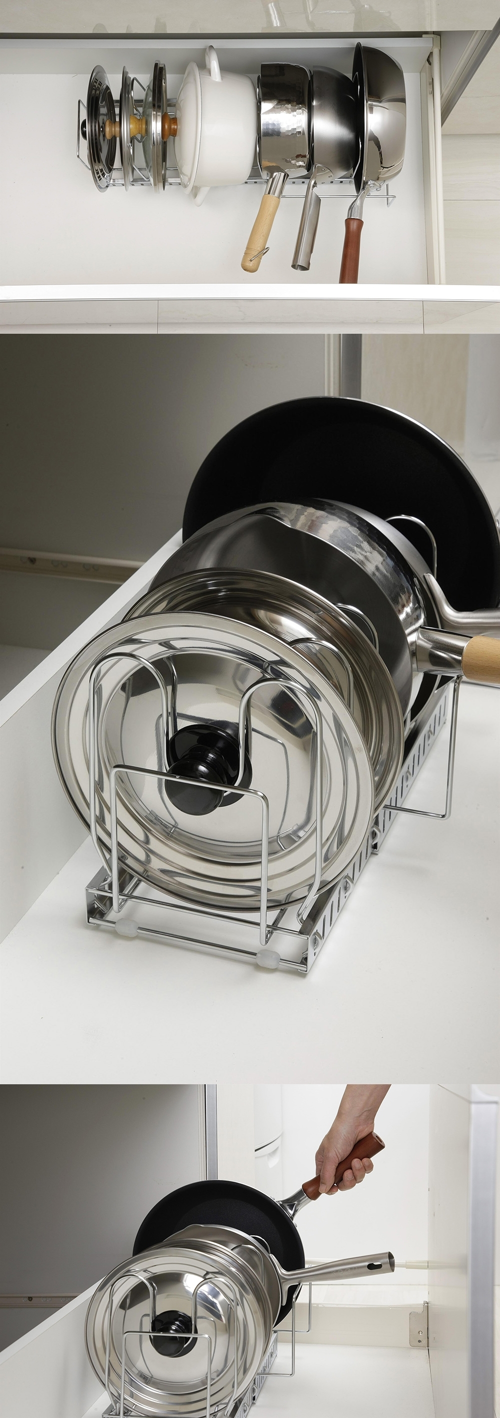 《下村企販》日本鋼製槽下伸縮式鍋具收納架