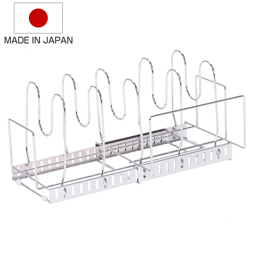 《下村企販》日本鋼製槽下伸縮式鍋具收納架