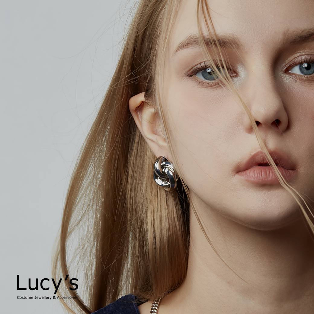 時尚圓環交錯 耳環 (二色) (120633/120634)