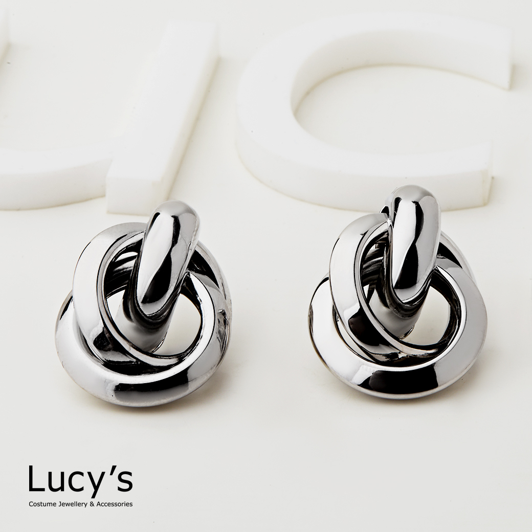 時尚圓環交錯 耳環 (二色) (120633/120634)