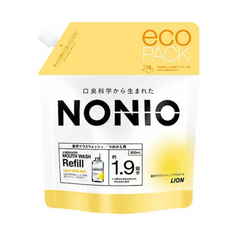 獅王NONIO無口氣漱口水(淡雅草本薄荷)補充裝 950ml 日本製 (Barcode: 4903301332626)
