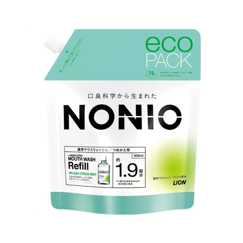 獅王NONIO無口氣漱口水(清涼柑橘薄荷)補充裝 950ml 日本製 (Barcode: 4903301332725)