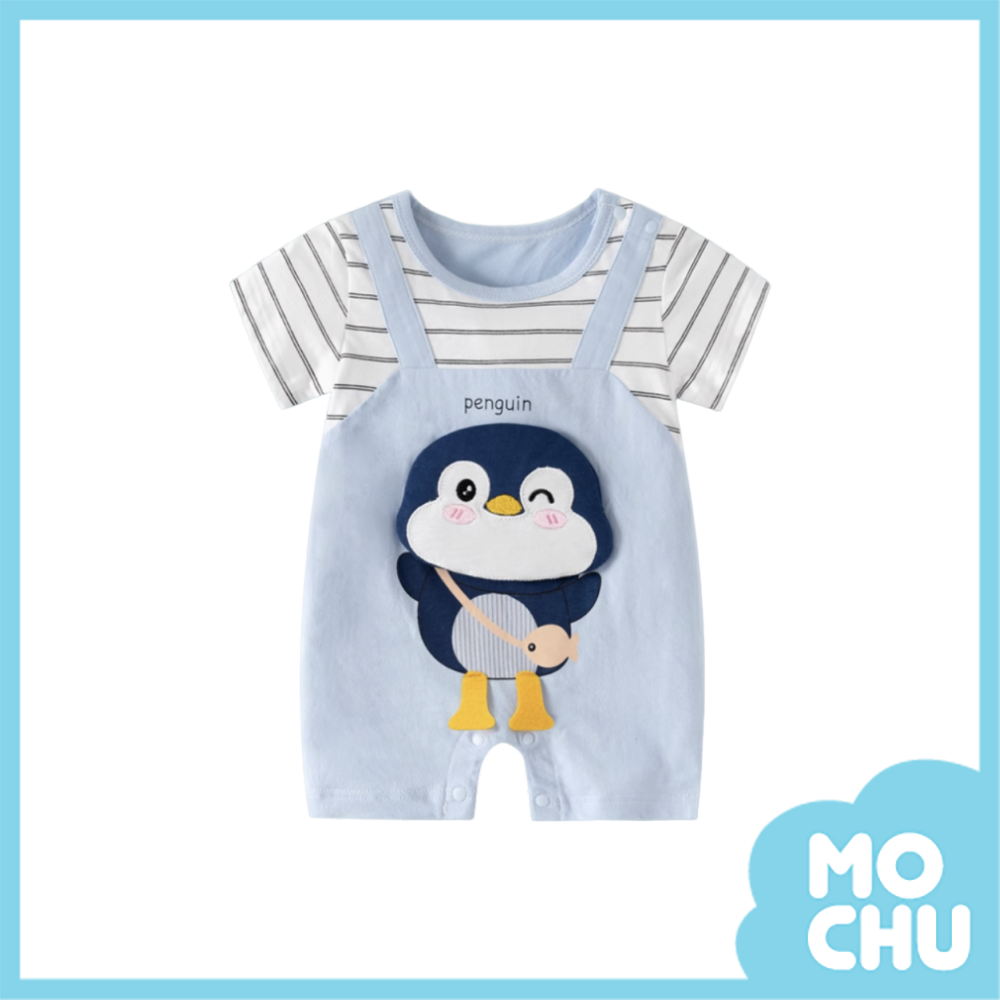 條紋企鵝短袖連身衣