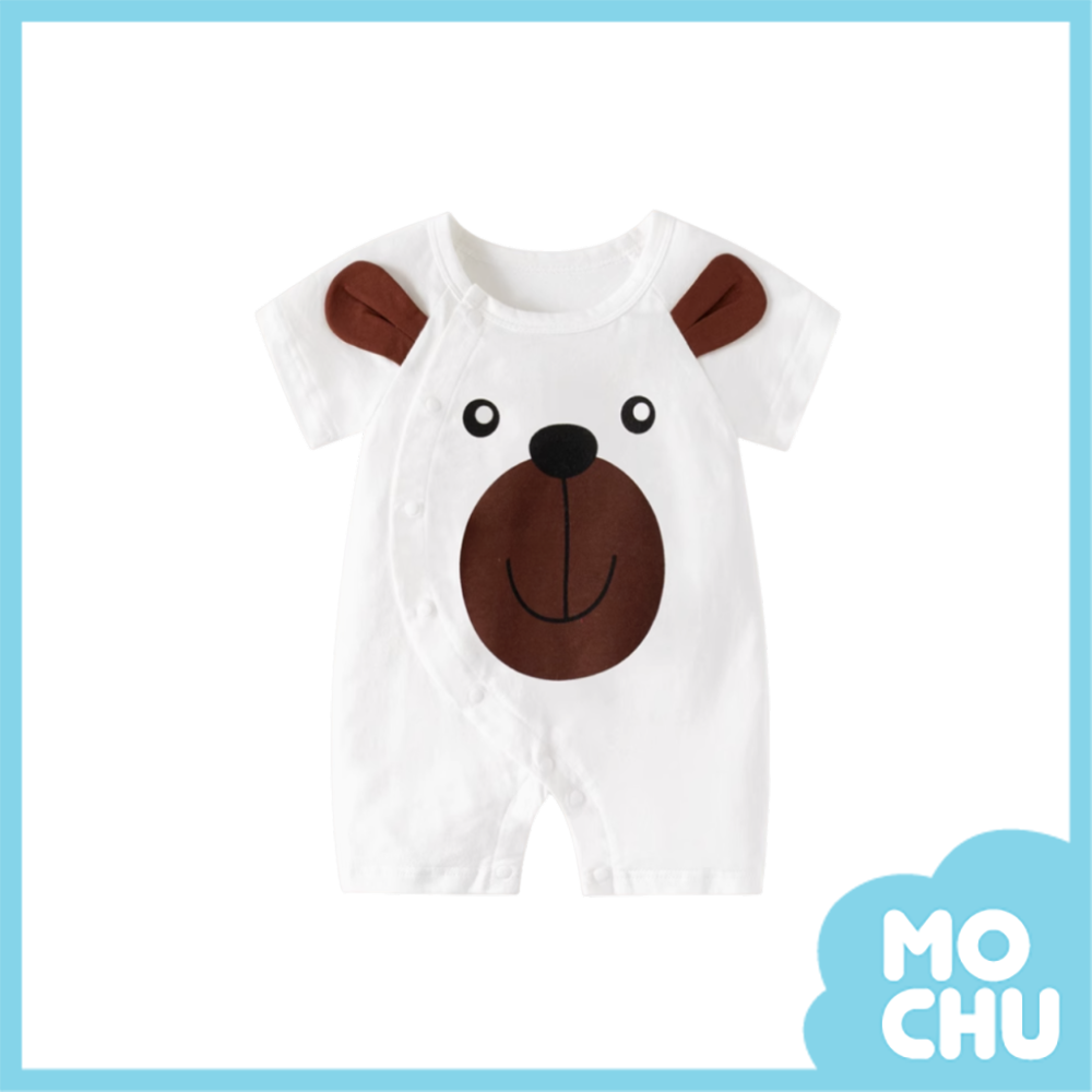 白色小熊短袖連身衣