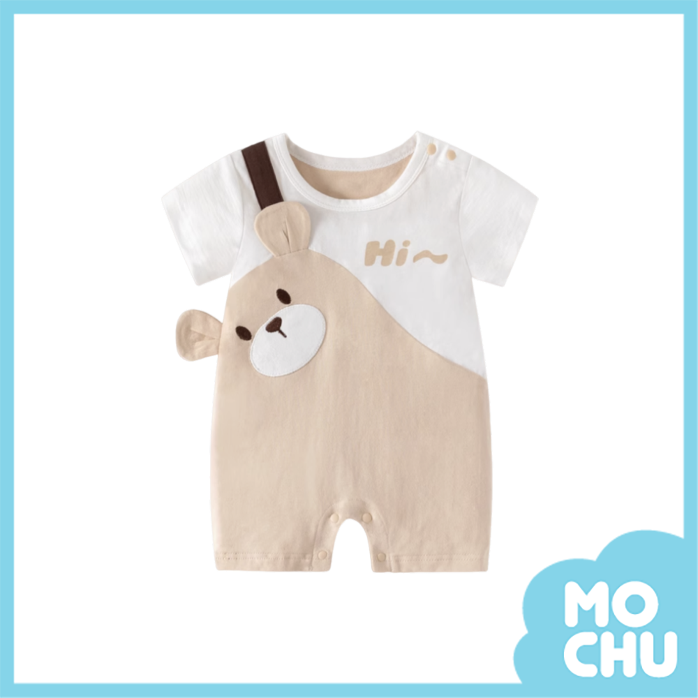 背帶咖熊短袖連身衣