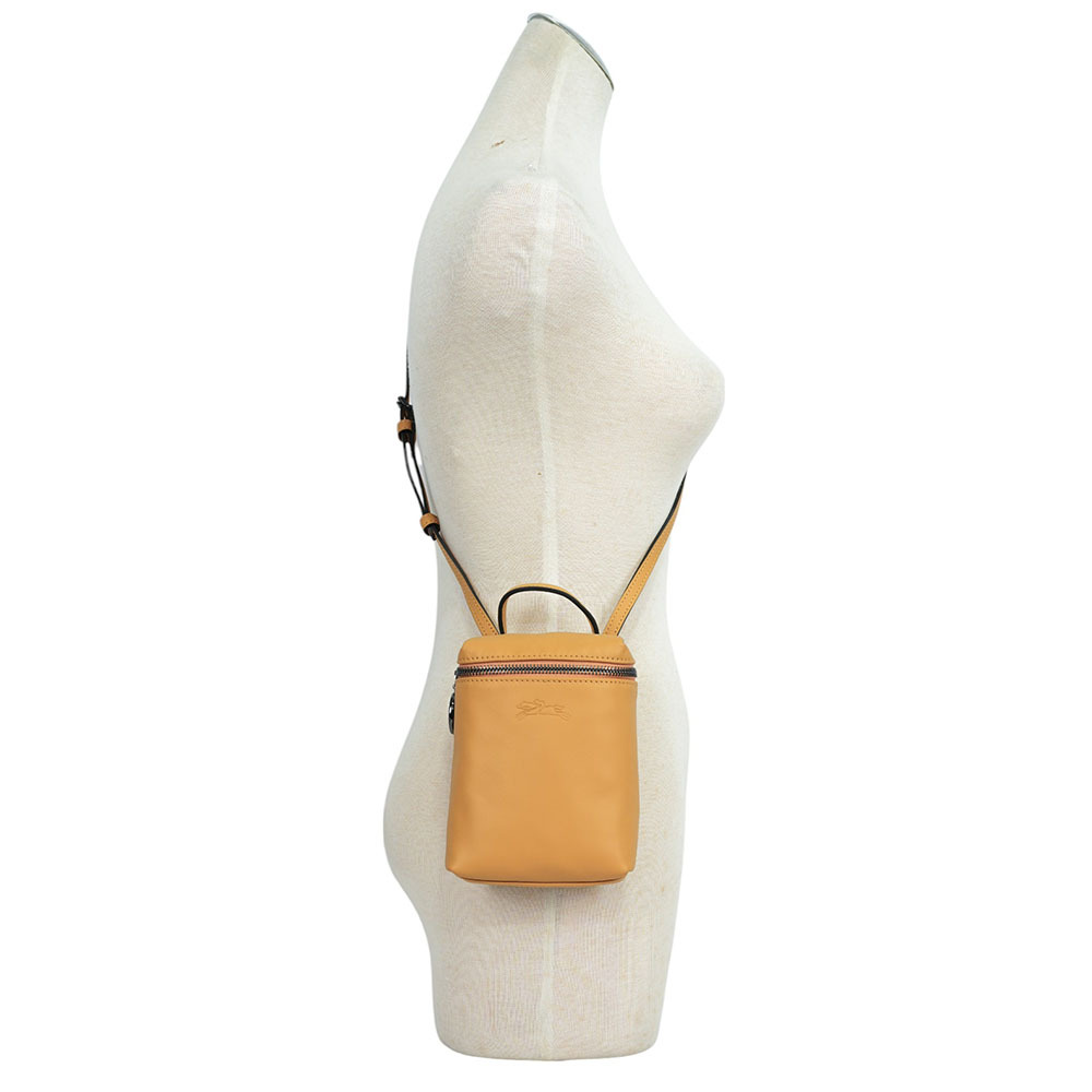 【LONGCHAMP】Le Pliage Xtra XS 小牛皮拉鍊迷你手提/斜背二用包(蜜糖色)10285 987 117