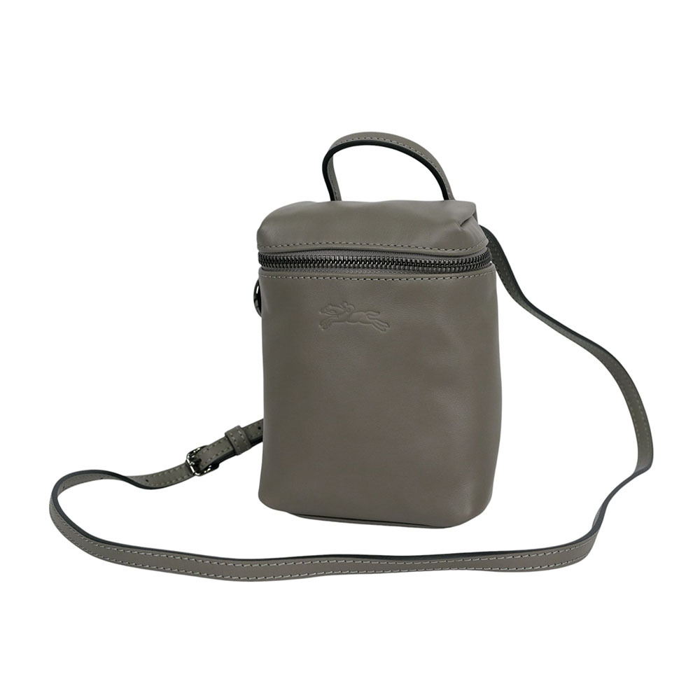 【LONGCHAMP】Le Pliage Xtra XS 小牛皮拉鍊迷你手提/斜背二用包(斑鳩灰)10285 987 P55