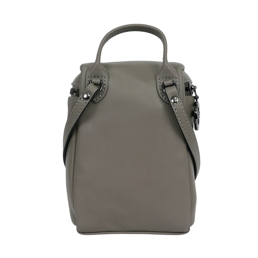 【LONGCHAMP】Le Pliage Xtra XS 小牛皮拉鍊迷你手提/斜背二用包(斑鳩灰)10285 987 P55