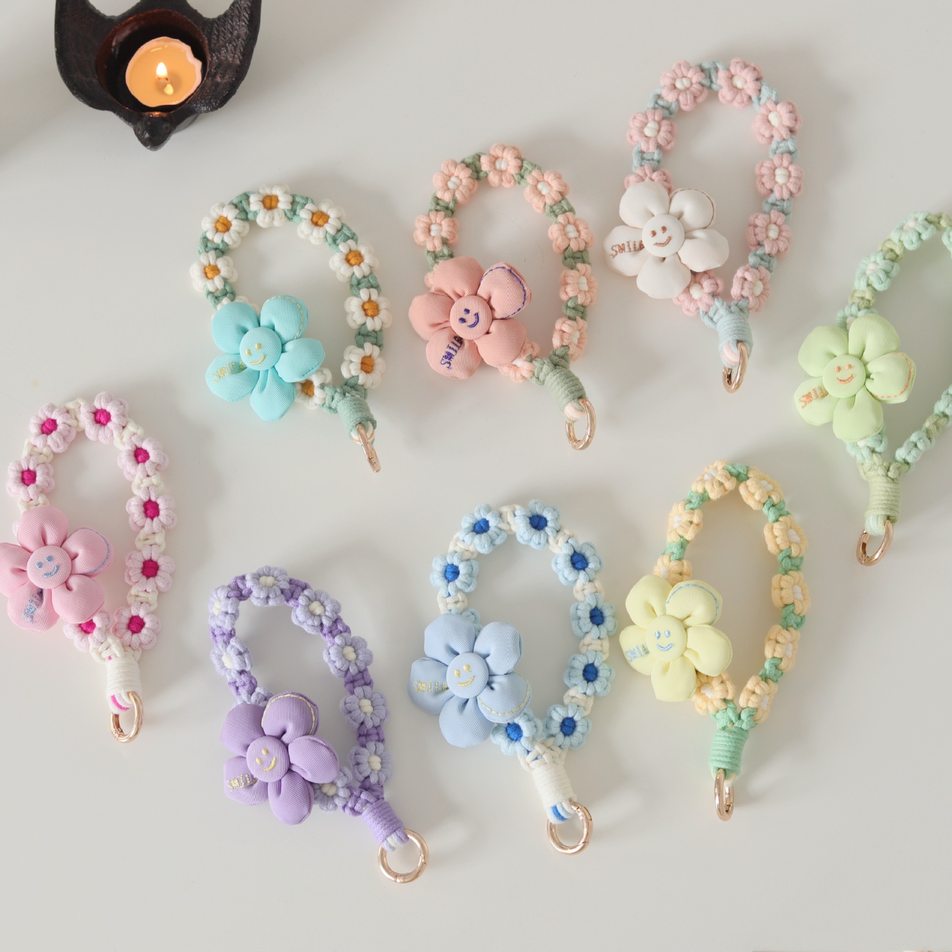 《5727》手工編織花朵手機掛繩