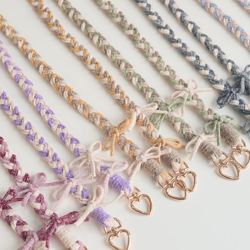 《5728》毛絨蝴蝶結長短繩手機掛繩