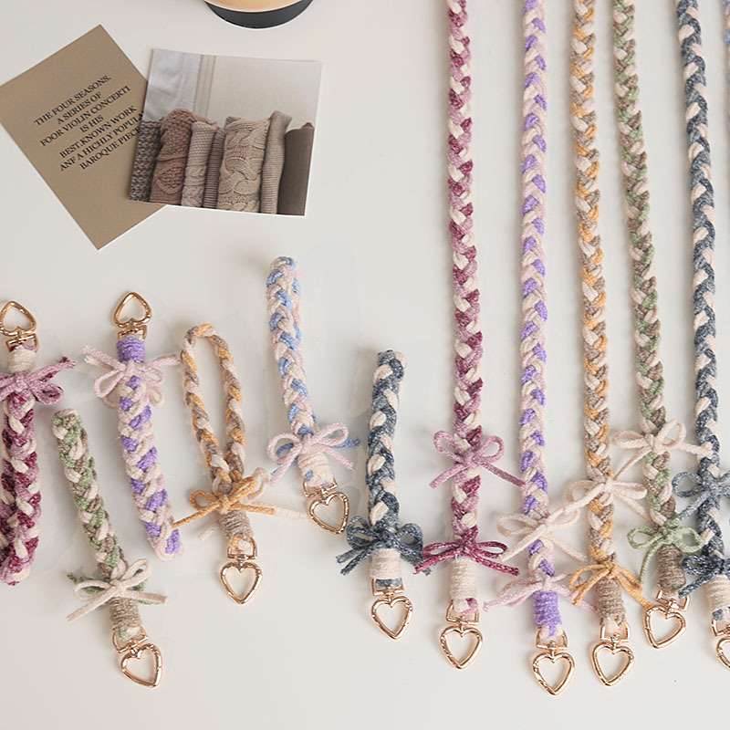 《5728》毛絨蝴蝶結長短繩手機掛繩