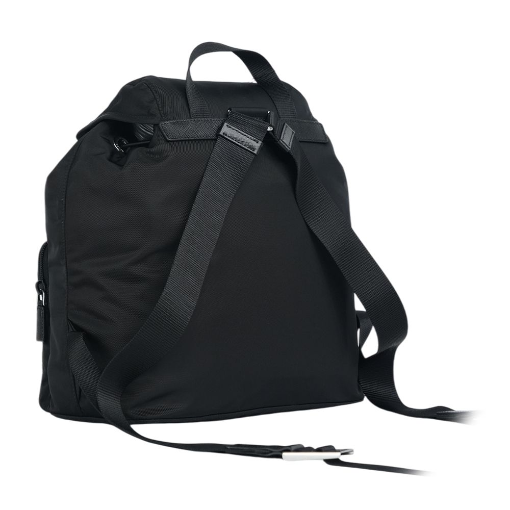 【PRADA】三角牌Logo 尼龍雙口袋後背包(黑色)1BZ070 ZOT F0002