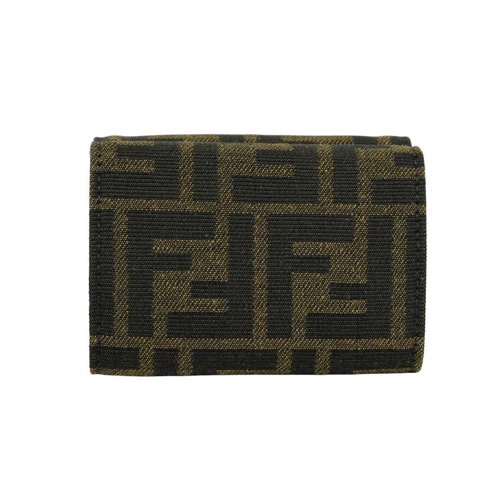 【FENDI】Baguette FF Logo 緹花布三折短夾(棕色)(Micro)8M0395 A98P F0A6E