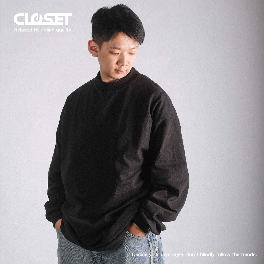 "現貨" [D.CLOSET] 薄長袖 微高領 厚磅 內搭 黑色 白色 炭灰色