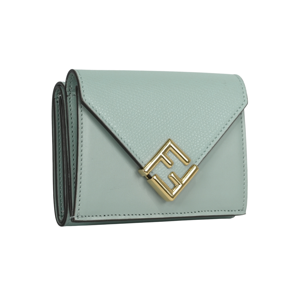 【FENDI】FF Diamonds 小牛皮雙釦三折短夾