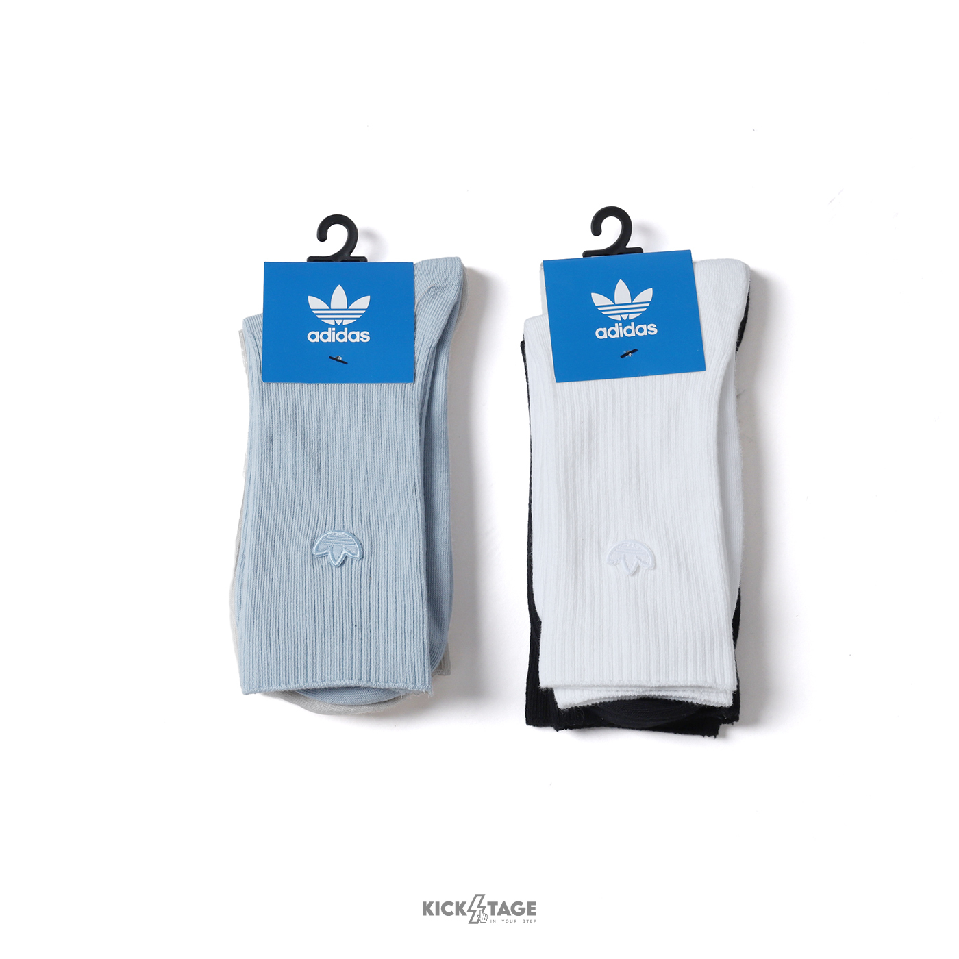 ADIDAS PREMIUM ESSENTIALS CREW SOCK 2PP 黑白 米藍 小標 中筒襪 長襪 2雙入【IC8699/JJ1837】