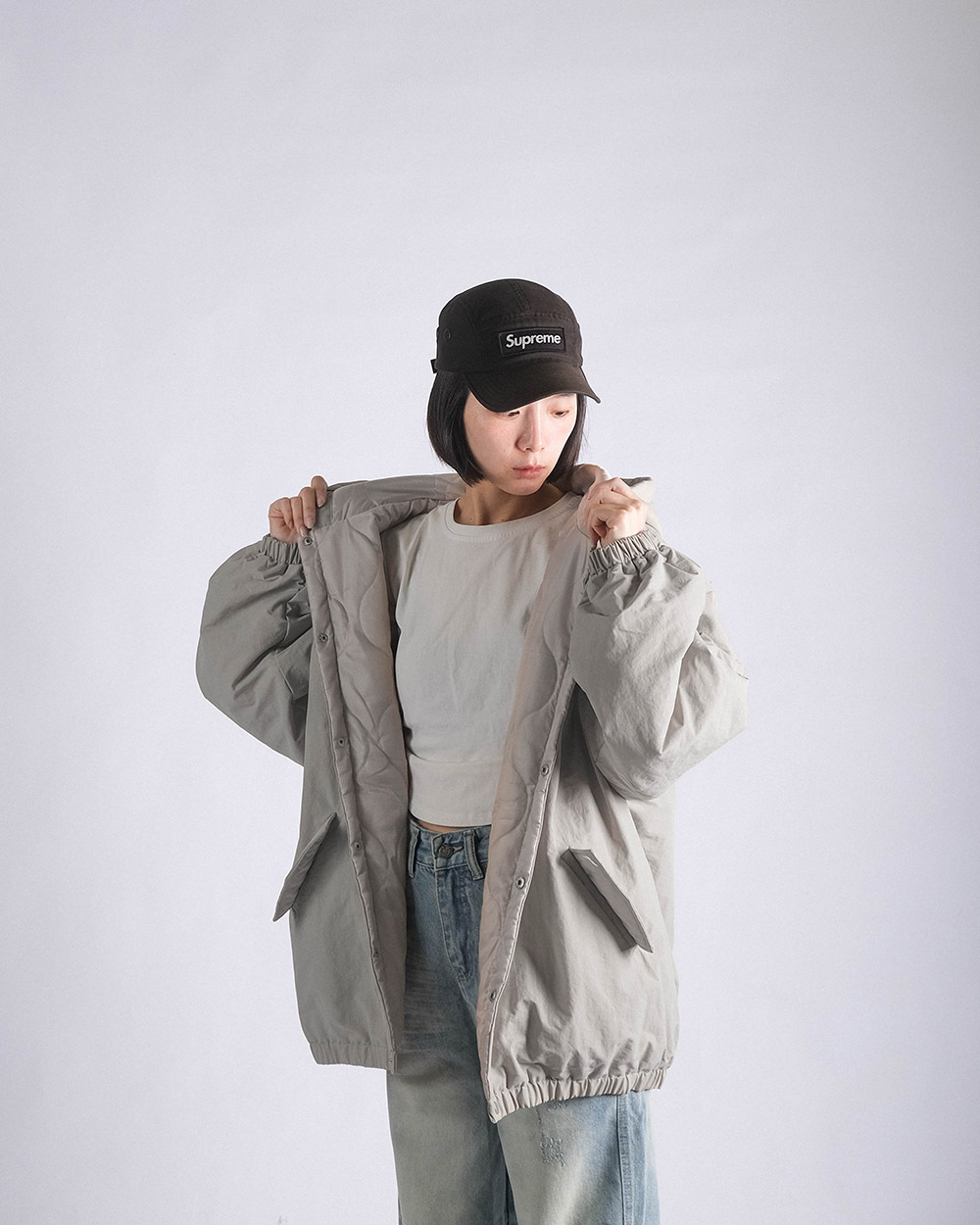 “現貨” [D.CLOSET] 衍縫 葫蘆紋 鋪棉 連帽 夾克