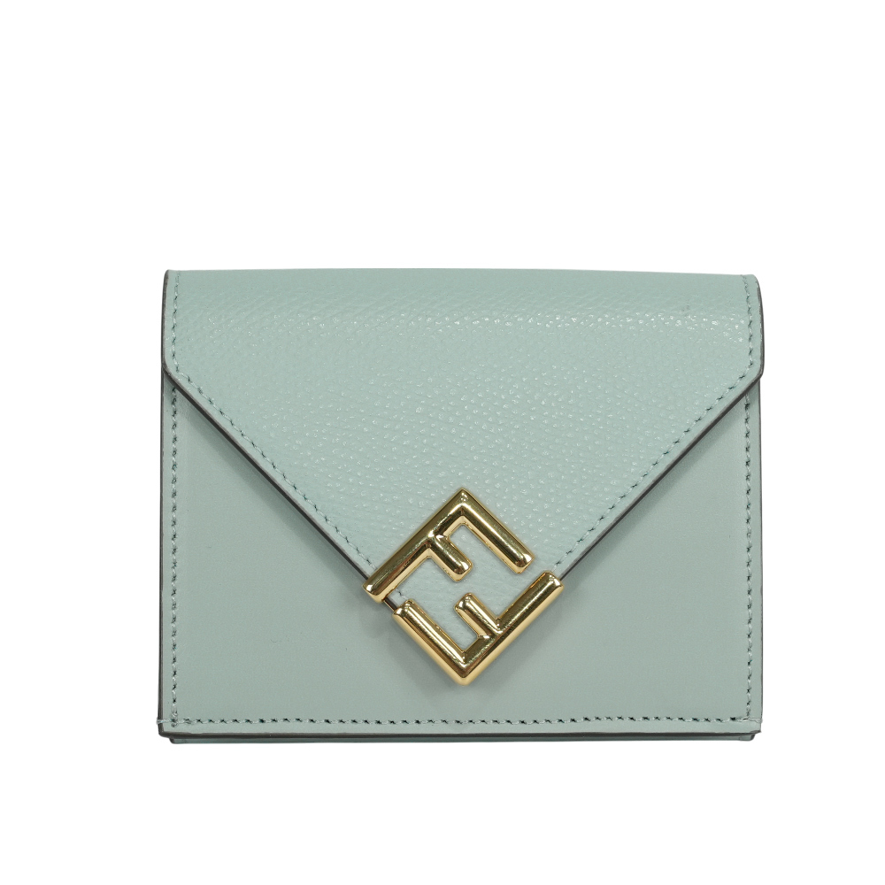 【FENDI】FF Diamonds 小牛皮雙釦三折短夾(淺藍色)8M0480 ALV4 F1NPU