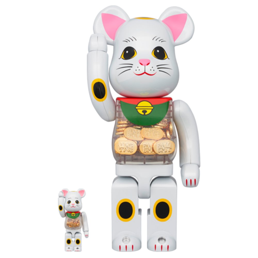 招き猫 招財貓 小判 白メッキ 100％ & 400％ / 1000% BE@RBRICK