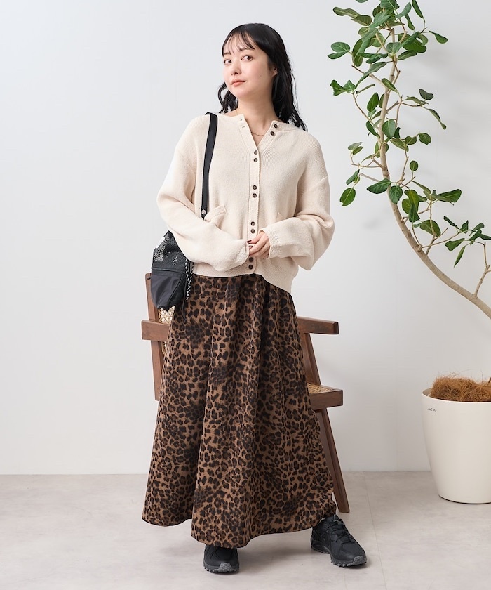 SELECT / Leopard print voluminous Skirt
