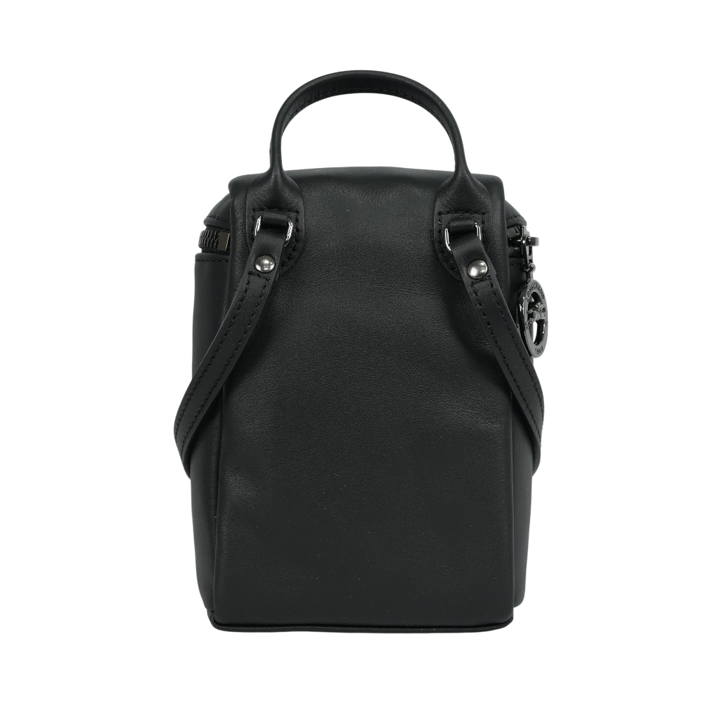 【LONGCHAMP】Le Pliage Xtra XS 小牛皮拉鍊迷你手提/斜背二用包(黑色)10285 987 001