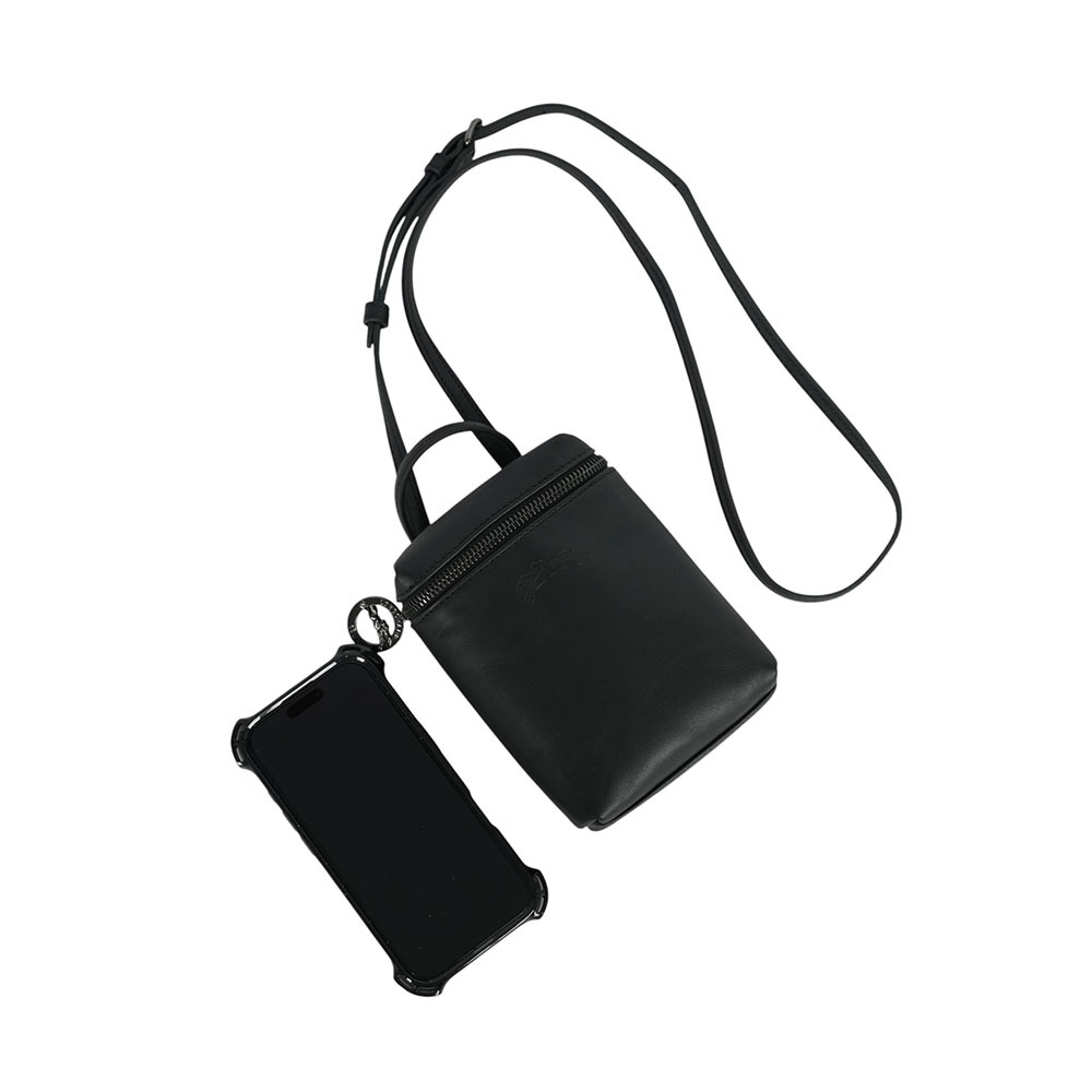 【LONGCHAMP】Le Pliage Xtra XS 小牛皮拉鍊迷你手提/斜背二用包(黑色)10285 987 001