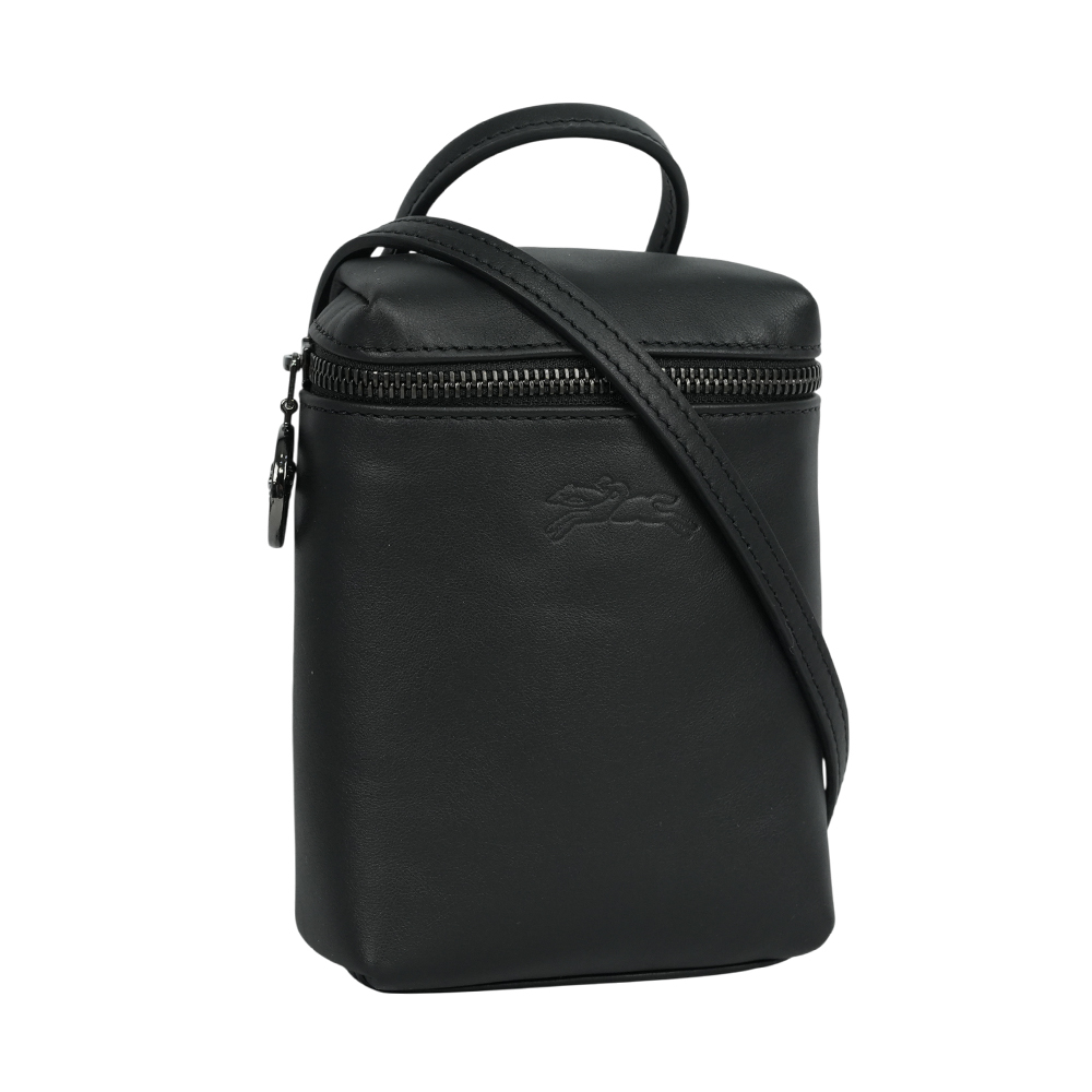 【LONGCHAMP】Le Pliage Xtra XS 小牛皮拉鍊迷你手提/斜背二用包(黑色)10285 987 001