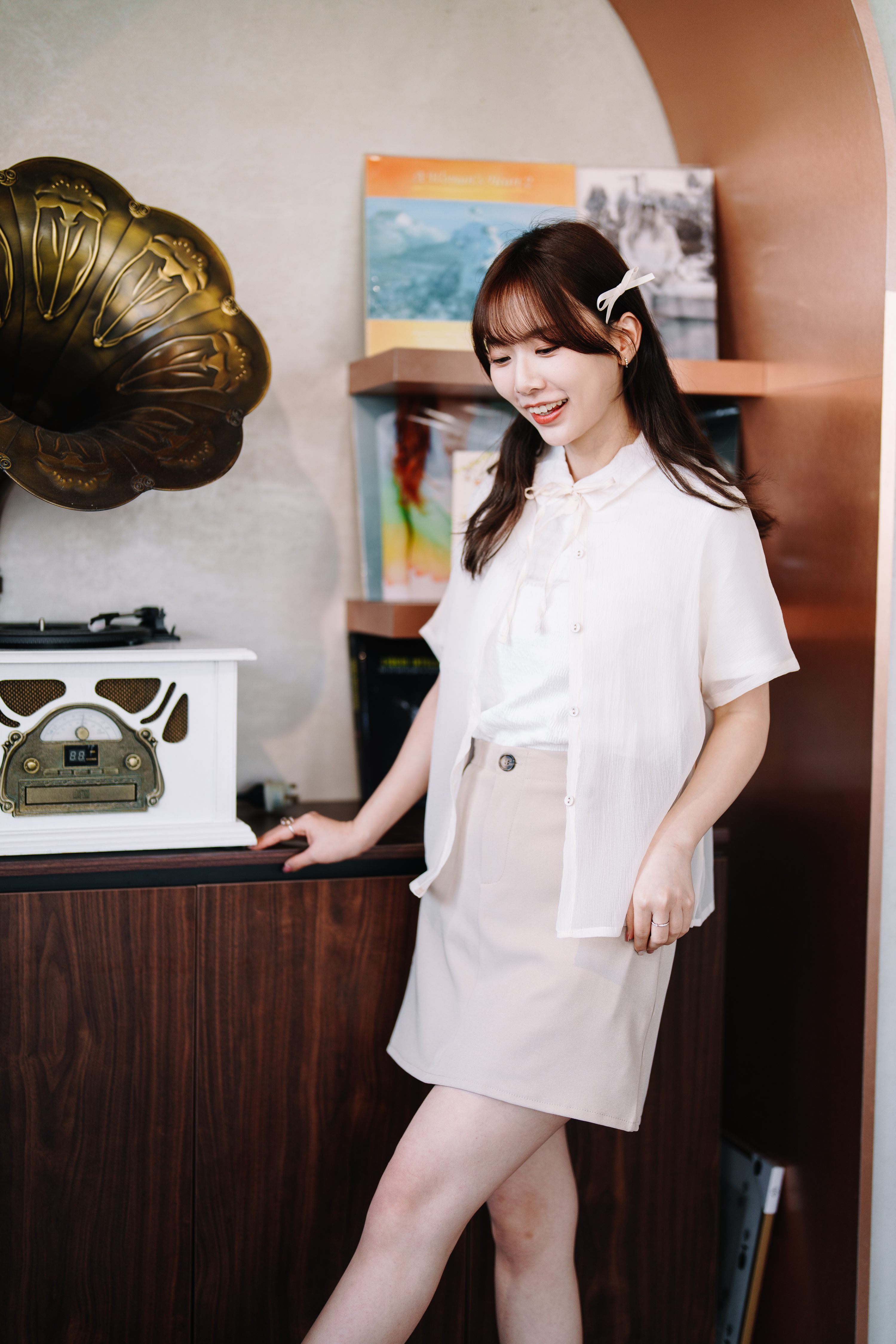 兩色 / 雪紡蝴蝶結短袖恤衫/ Chiffon Ribbon Short Sleeve Shirt