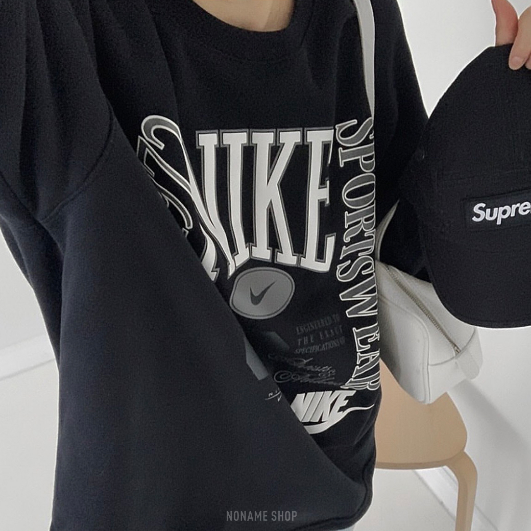 NIKE SPORTSWEAR 多標LOGO 寬鬆 落肩 大學T 兩色 (女款)