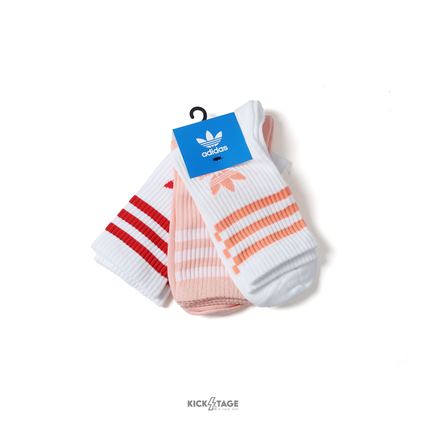 ADIDAS MID CUT CREW SOCK 3STR 粉色系 基本款 中筒襪 長襪 3雙入【JI9472】