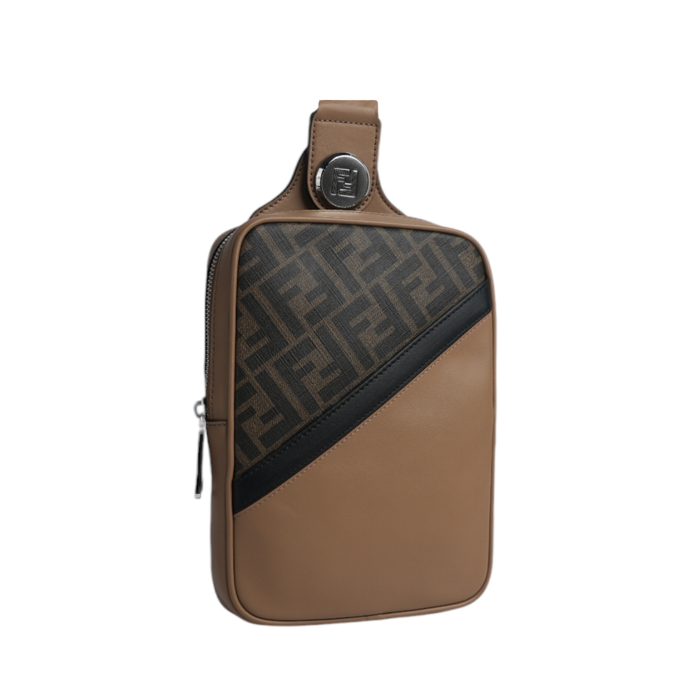 【FENDI】Diagonal 對角設計帆布及皮革胸口包/腰包