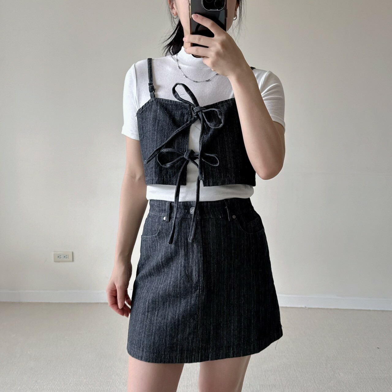 直紋雙綁帶挺版外搭背心（套裝上身）（現貨）